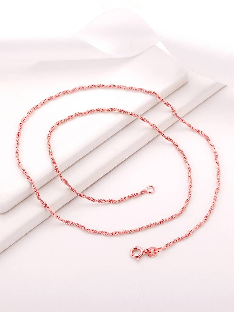 GIVA 925 Sterling Silver Rose Gold Twisted Chain