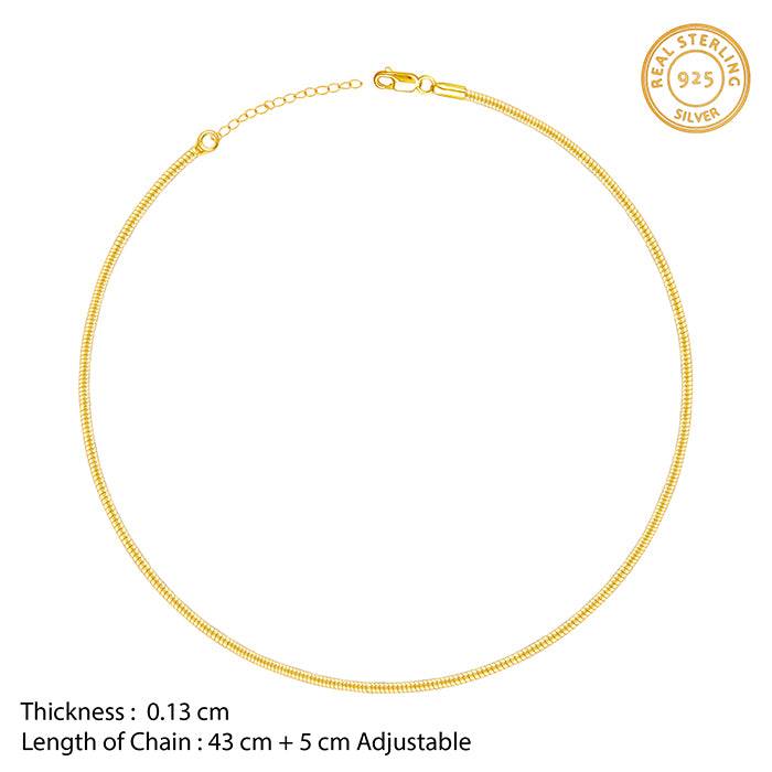 Giva 925 Sterling Silver Golden Round Chain | Gifts For Women And Girls | With Certificate : CH097