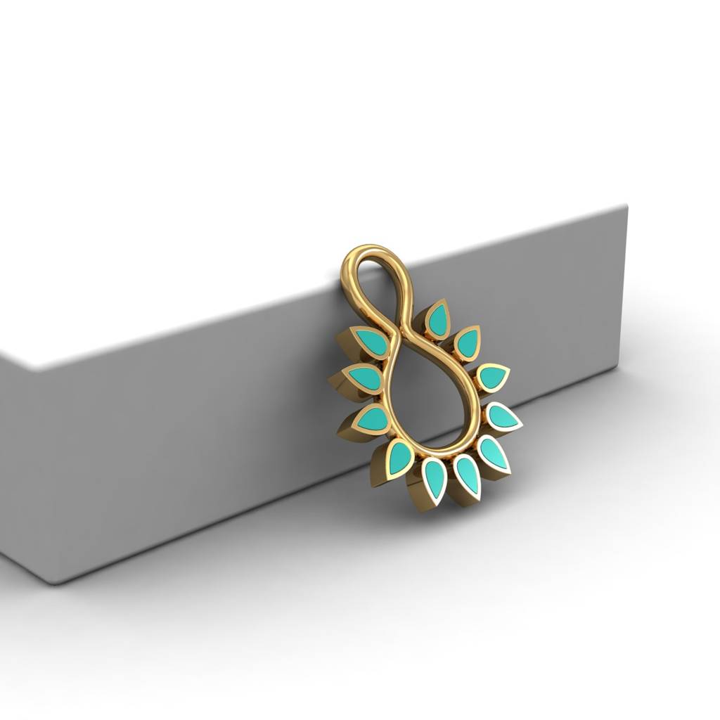 KuberBox 18K Yellow Gold Enamelled Flower Charm