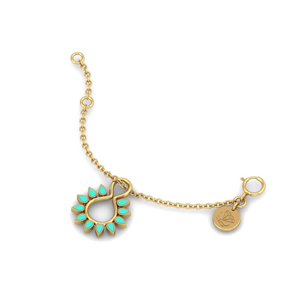 KuberBox 18K Yellow Gold Enamelled Flower Charm