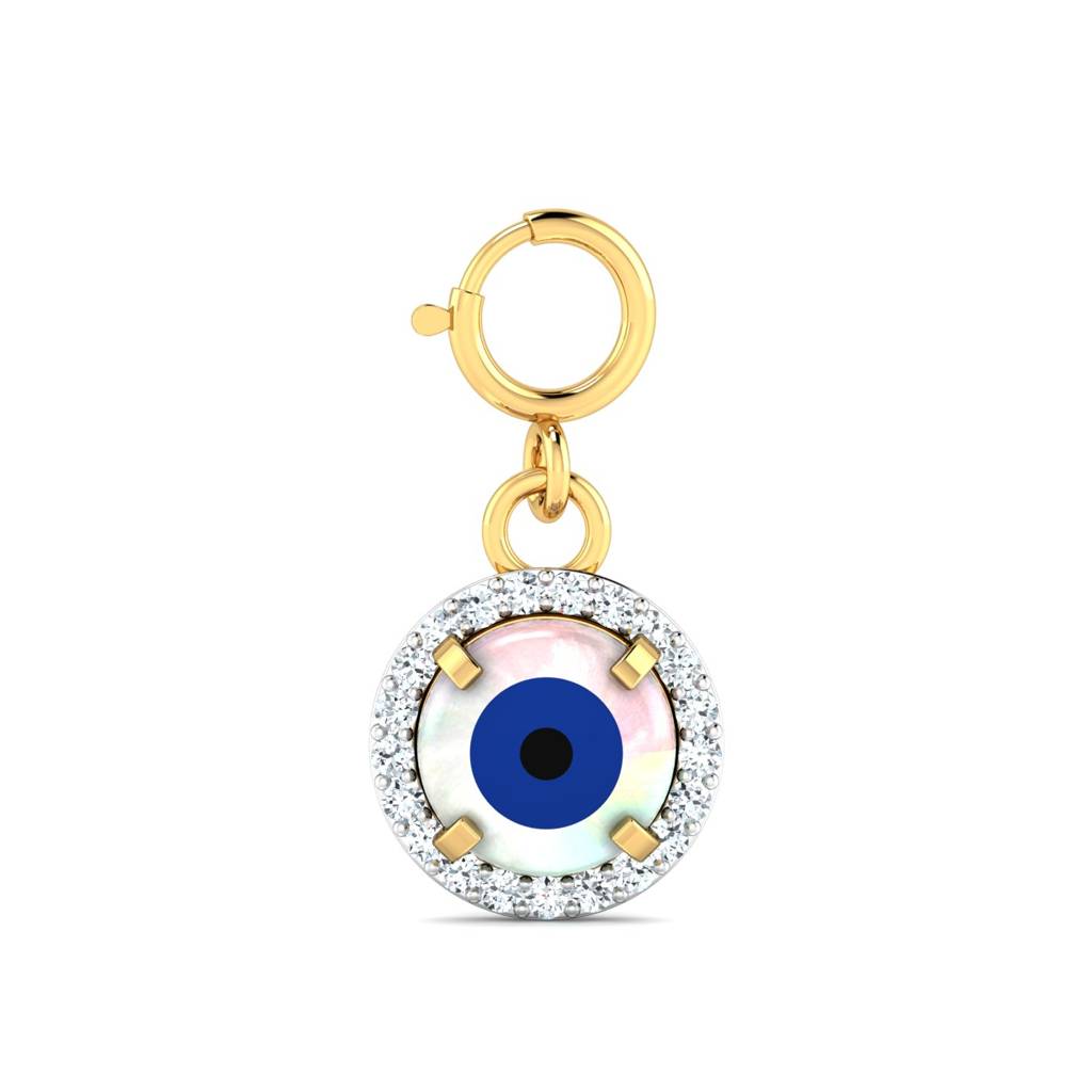 KuberBox 18K Yellow Gold Round Evil Eye Charm