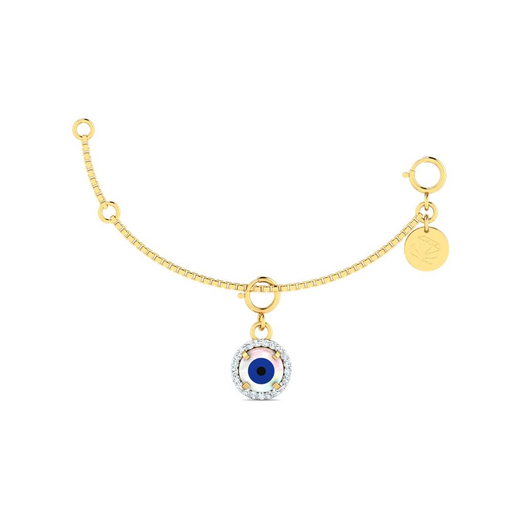 KuberBox 18K Yellow Gold Round Evil Eye Charm