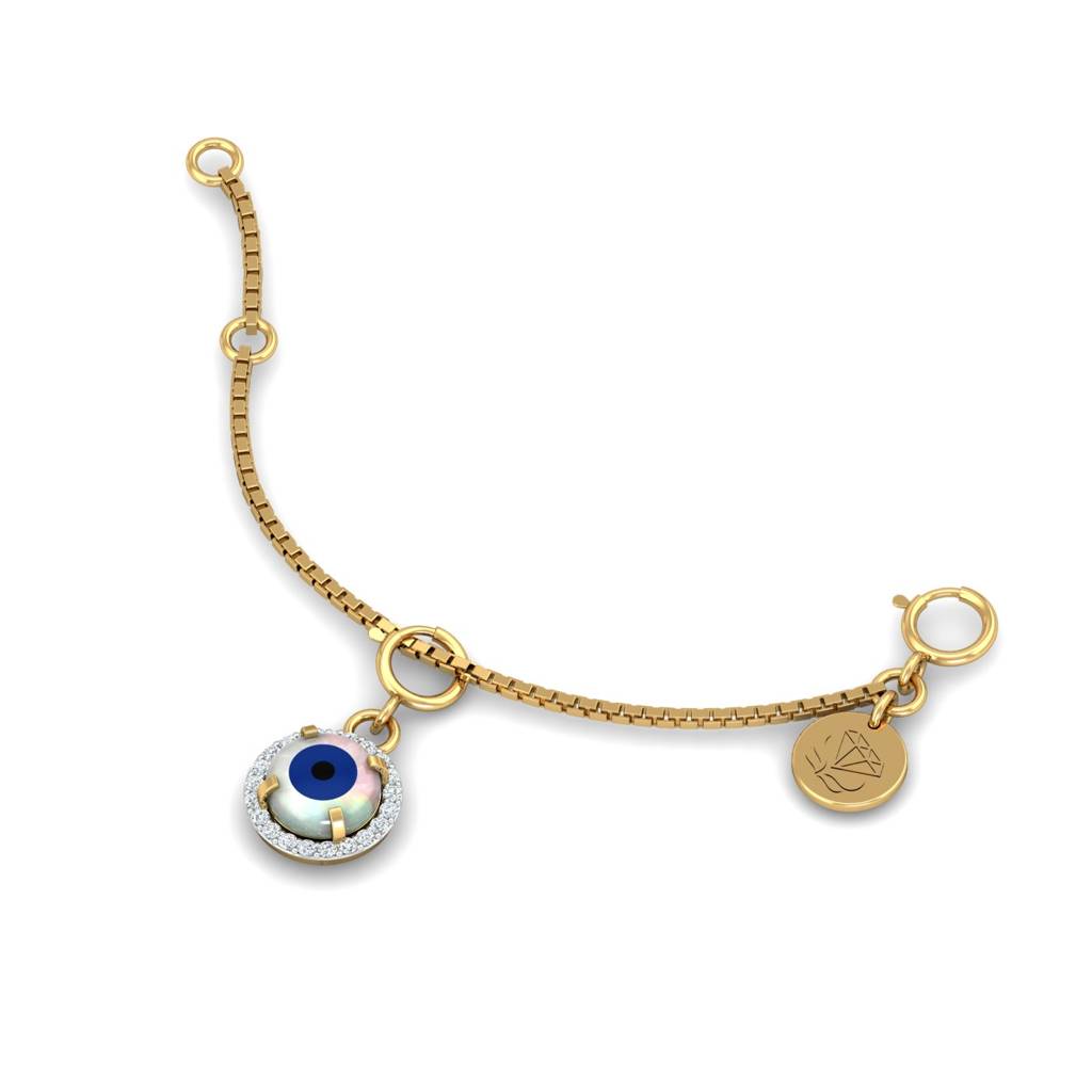 KuberBox 18K Yellow Gold Round Evil Eye Charm