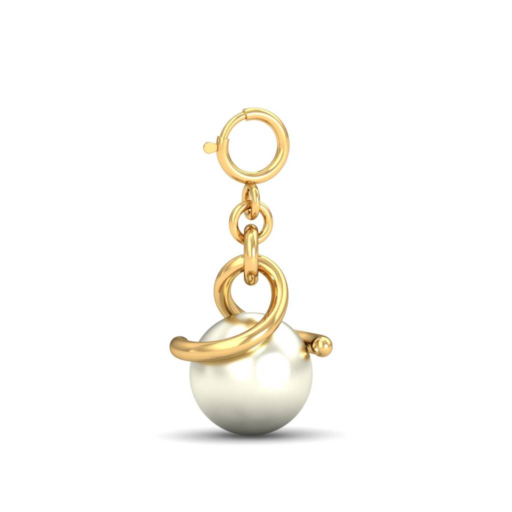 KuberBox 18K Yellow Gold Pearl Charm