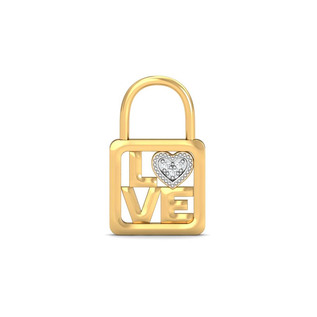 KuberBox 18K Yellow Gold Love Lock Charm