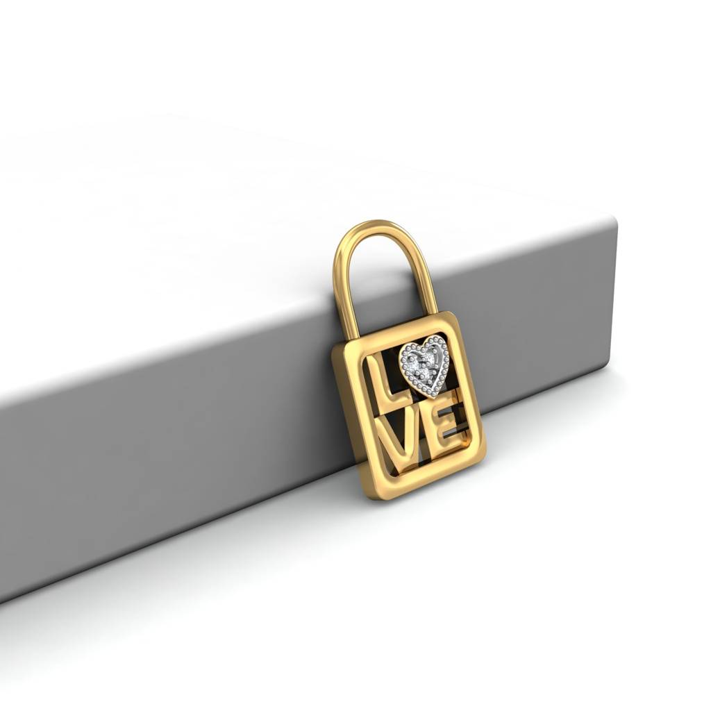 KuberBox 18K Yellow Gold Love Lock Charm