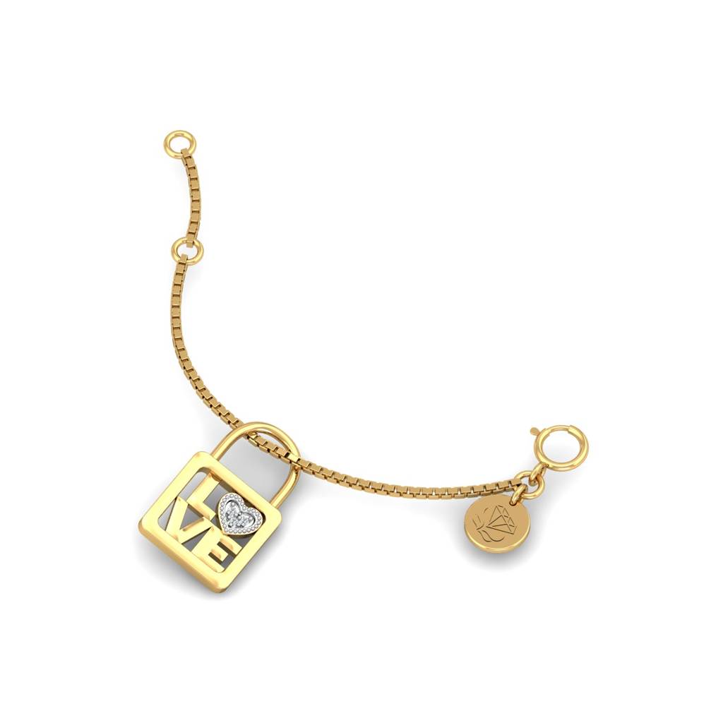 KuberBox 18K Yellow Gold Love Lock Charm