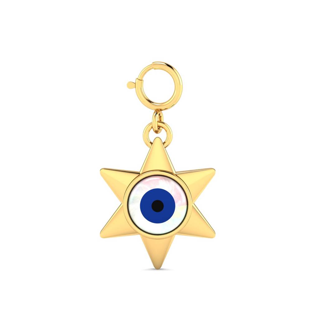 KuberBox 18K Yellow Gold Starry Evil Eye Charm