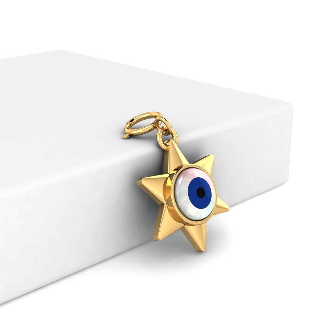 KuberBox 18K Yellow Gold Starry Evil Eye Charm