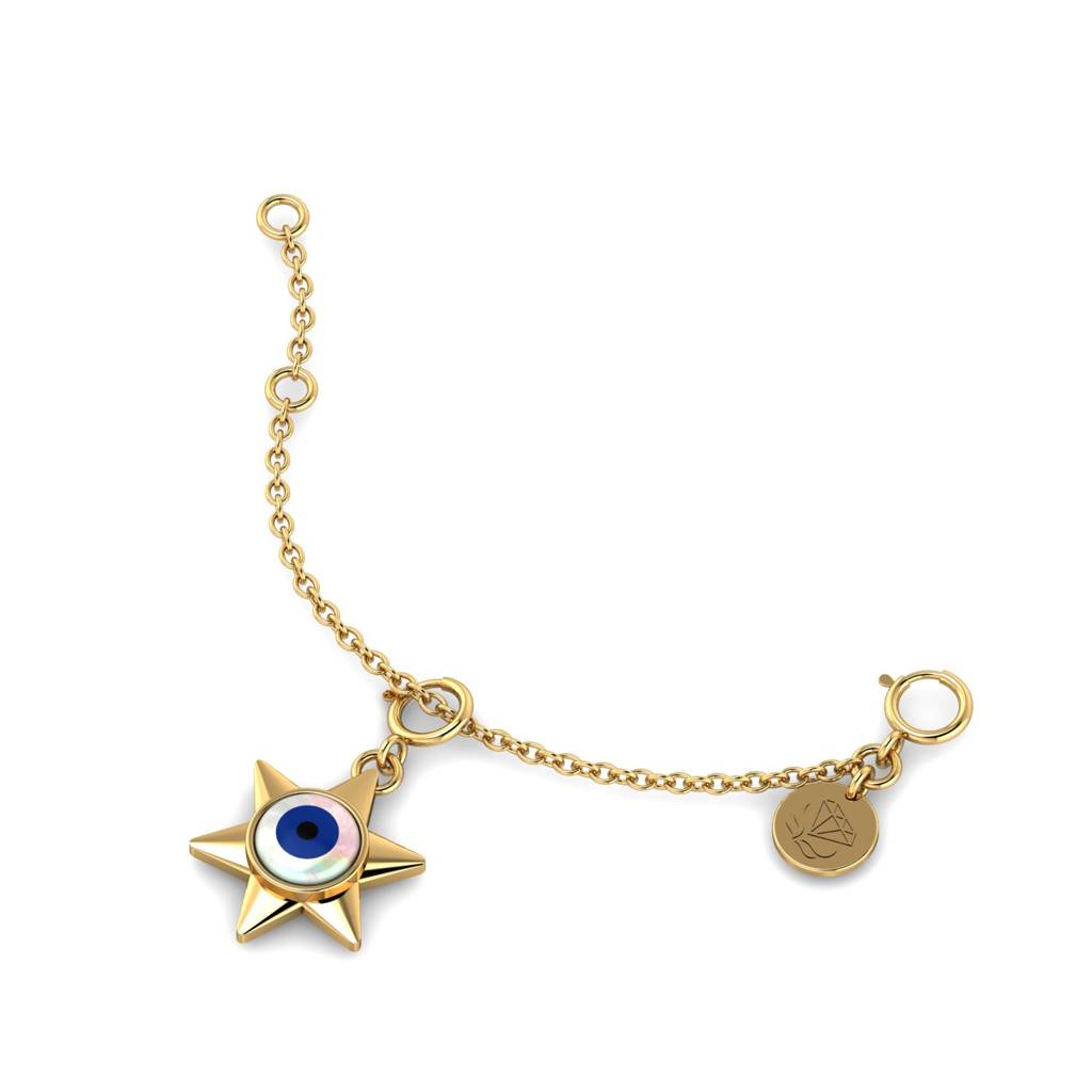 KuberBox 18K Yellow Gold Starry Evil Eye Charm