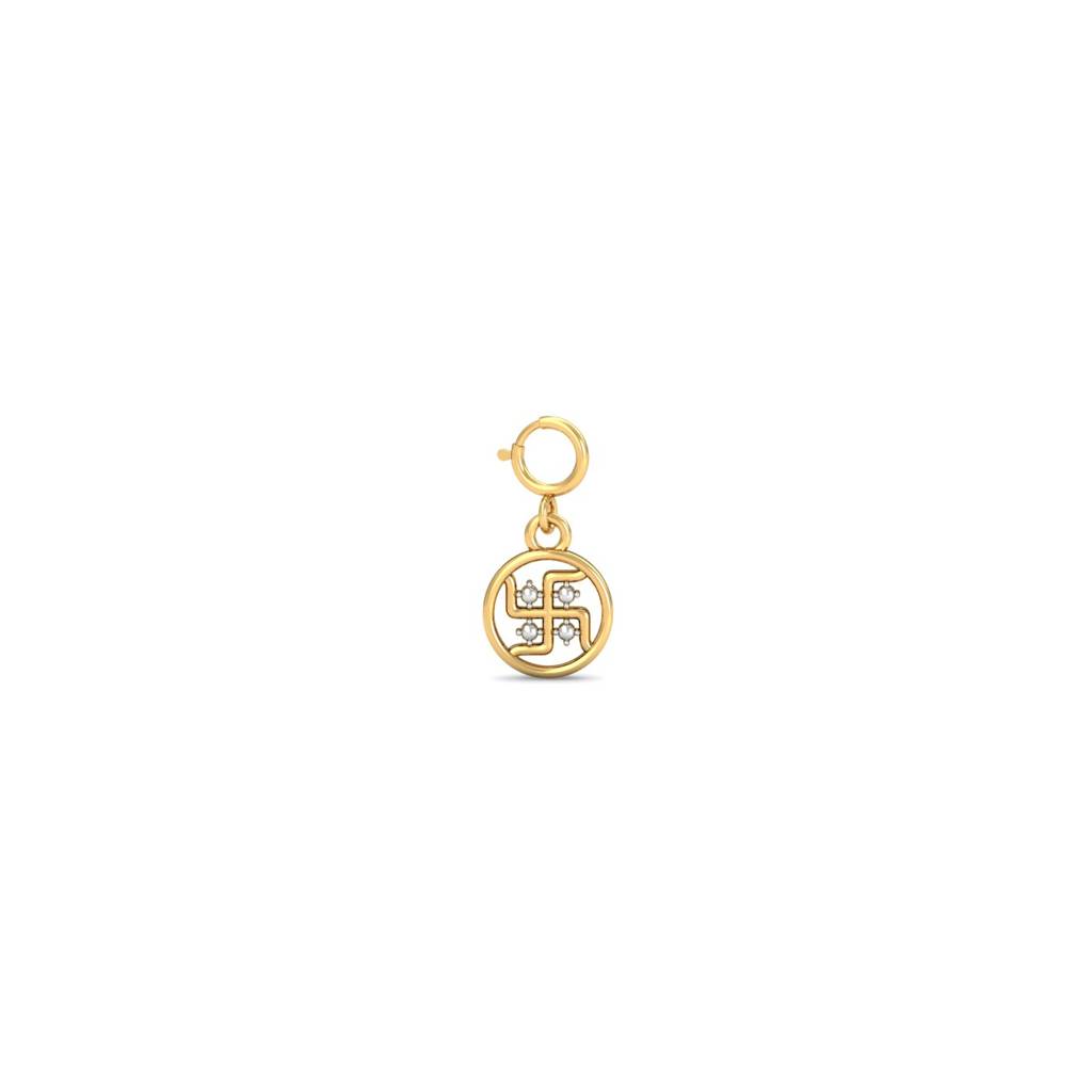 Kuberbox 18K Yellow Gold Swastika Charm : CH2044_18K