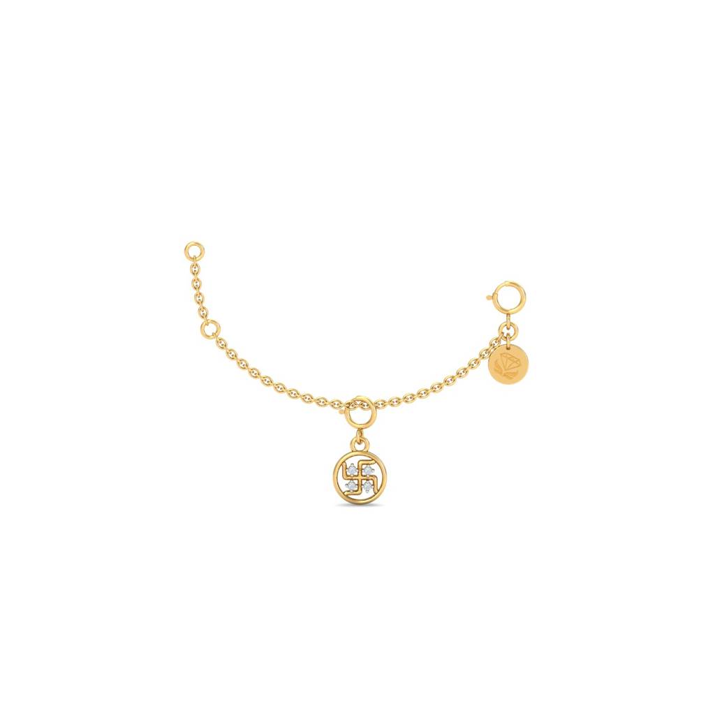 Kuberbox 18K Yellow Gold Diamond Swastika Charm : CH2045_18K