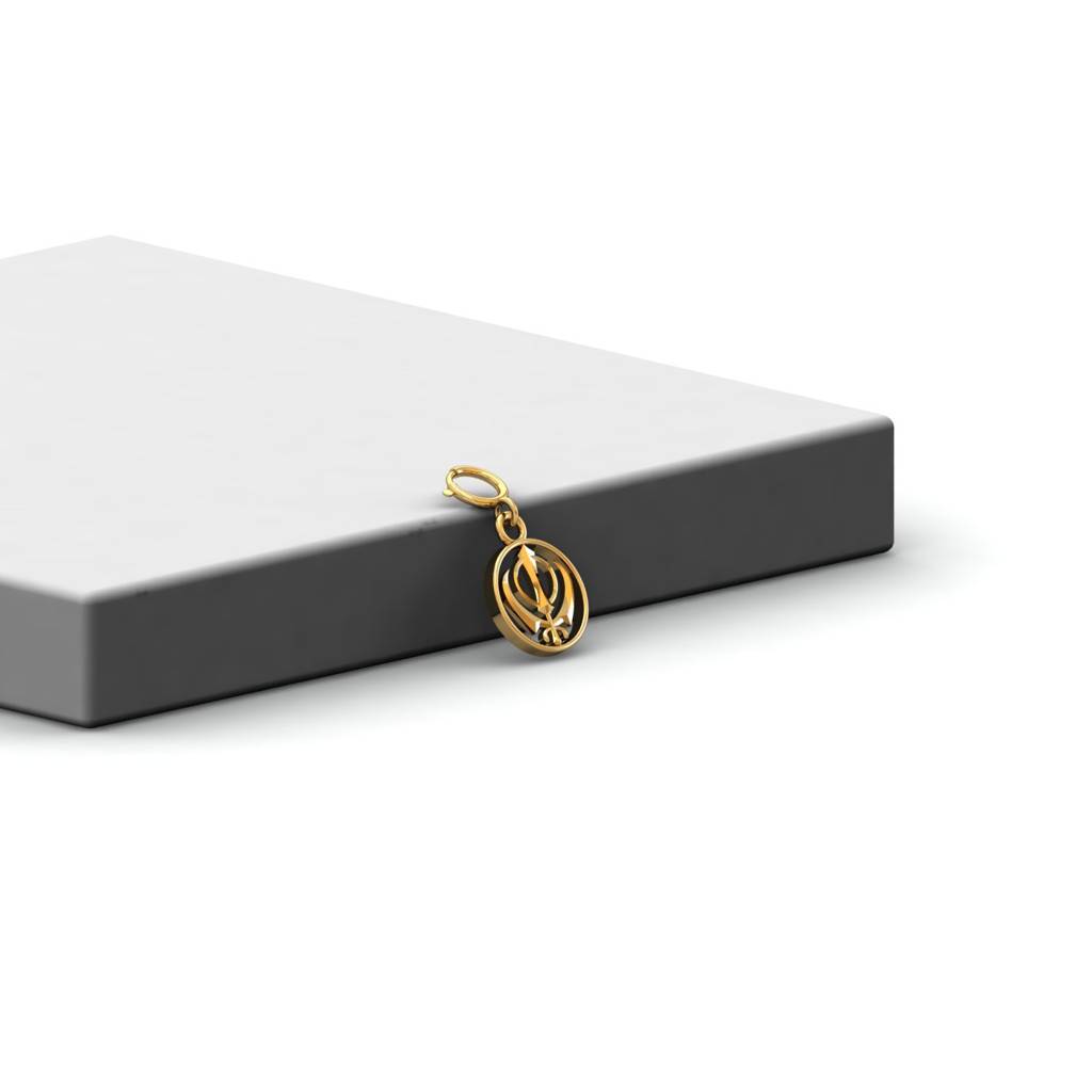Kuberbox 18K Yellow Gold Simple Khanda Charm : CH2050_18K