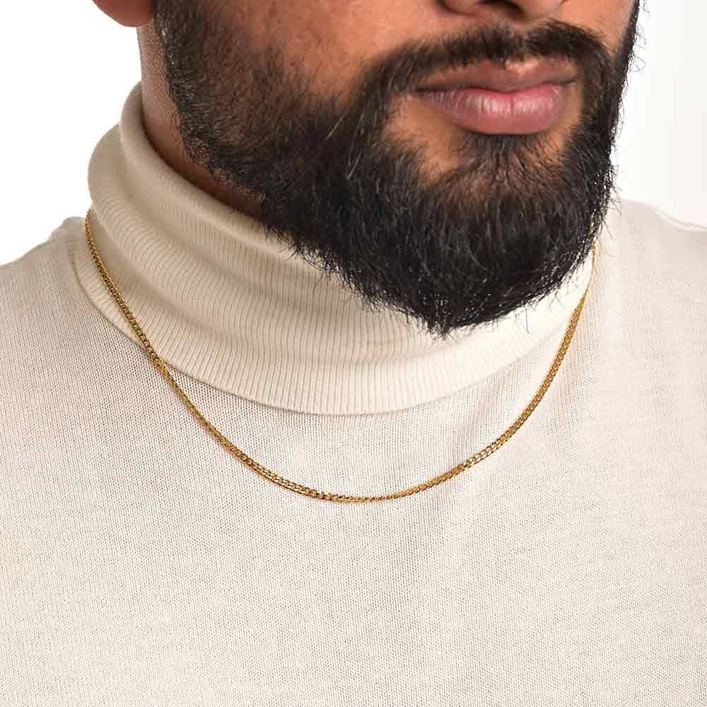 Palmonas 18K Gold Plated Cuban Chain | 3 Mm For Mens Waterproof & Anti-Tarnish : CHAIN-005-B