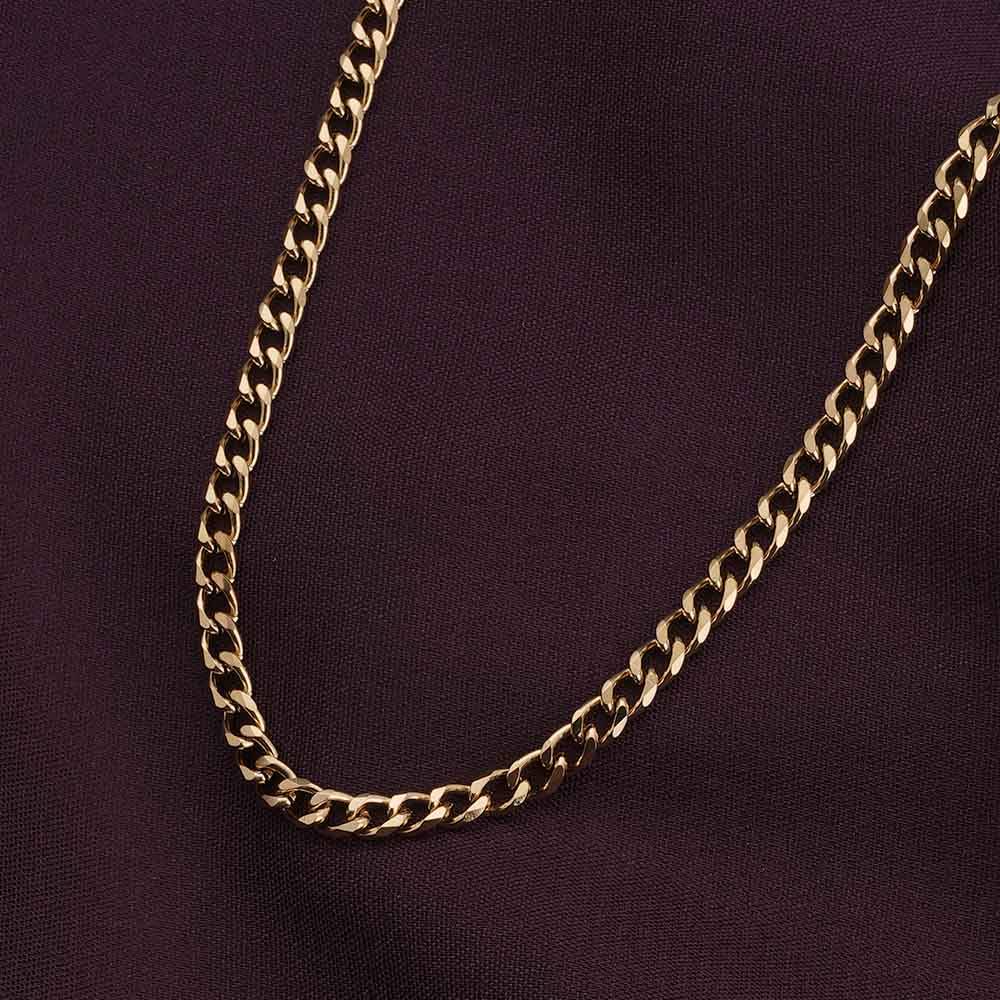 Palmonas 18K Gold Plated Cuban Chain | 3 Mm For Mens Waterproof & Anti-Tarnish : CHAIN-005-B