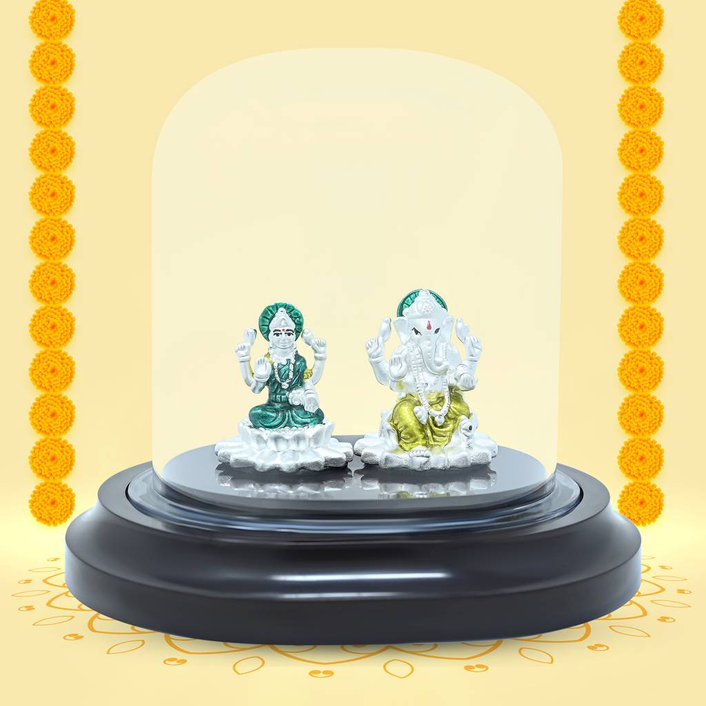 Touch925 999 Silver Lakshmi Ganesha Devotion Idol : CI3