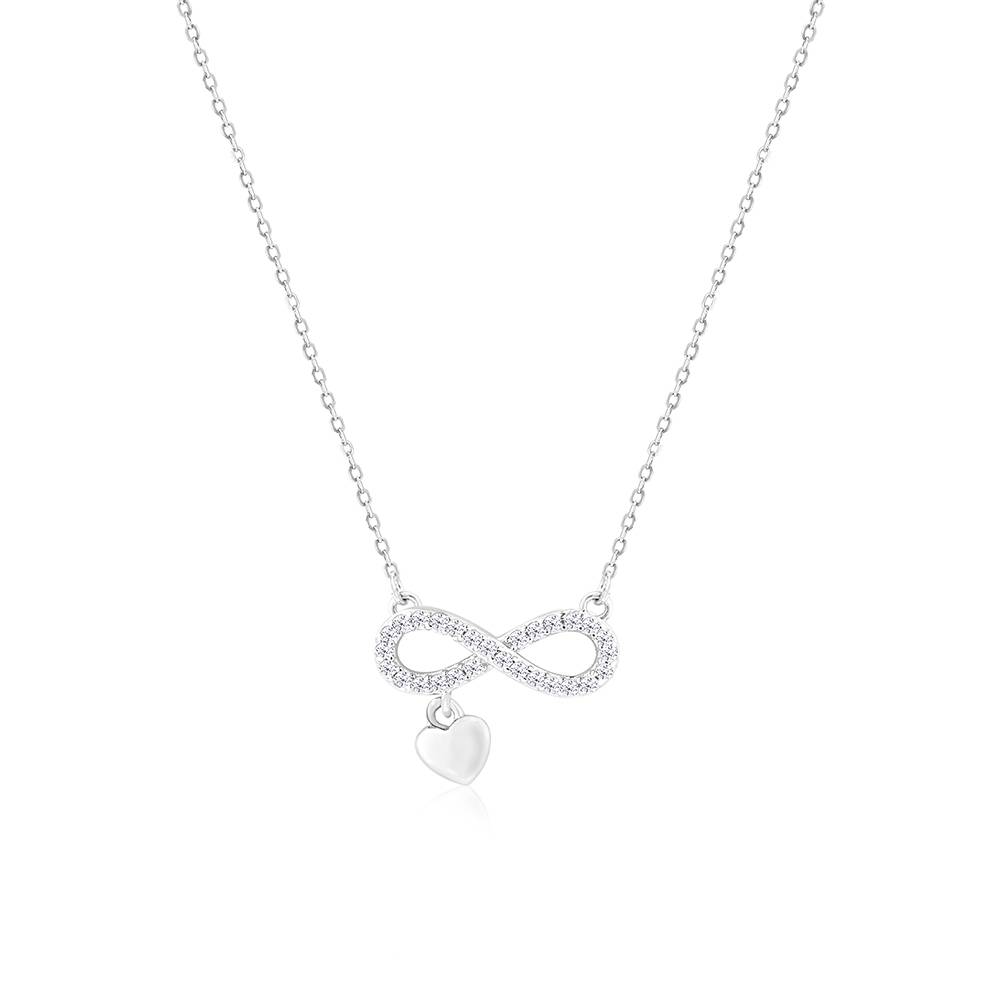 Infinity & Heart Cz Pendant Chain Necklace : CJNC733