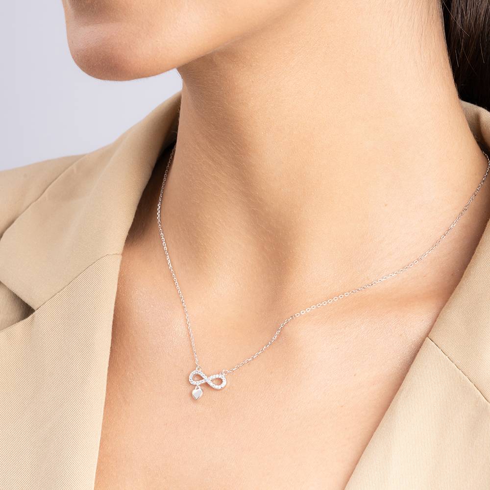 Infinity & Heart Cz Pendant Chain Necklace : CJNC733