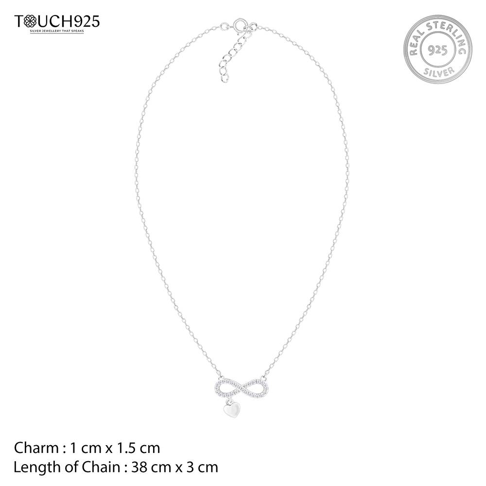 Infinity & Heart Cz Pendant Chain Necklace : CJNC733