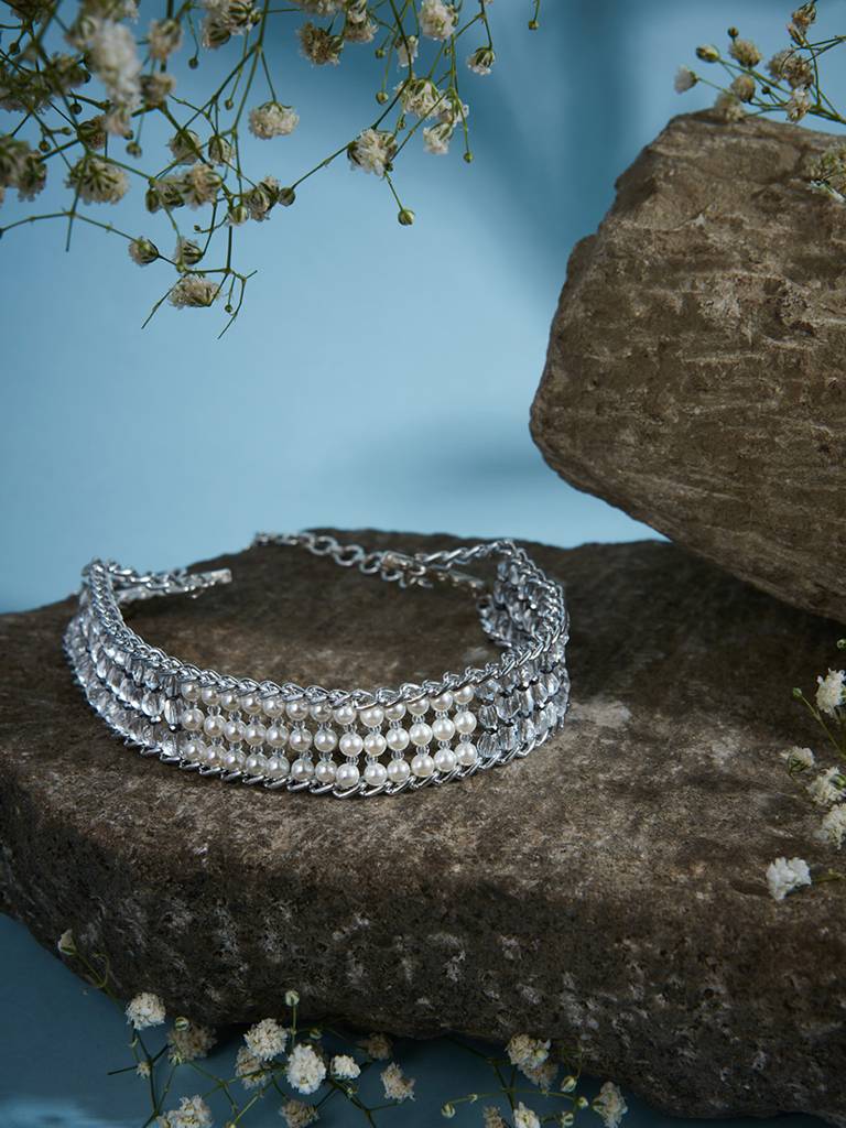 Modern And Vintage Pearl Choker : CK-183-01WHITE