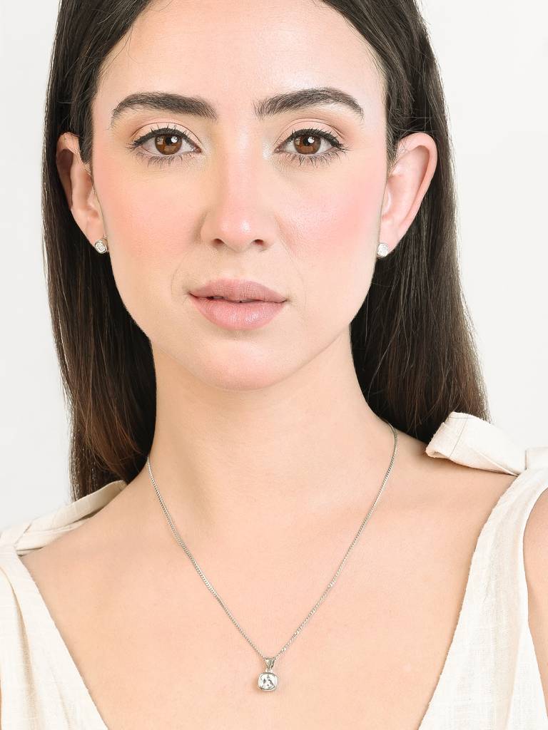 Solitaire Cushion Pendant Set : CMLPS327