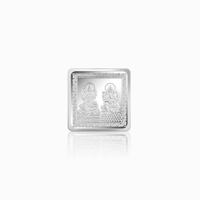 Giva 999 Silver Lakshmi And Ganesh Square Coin (10G) : CO027
