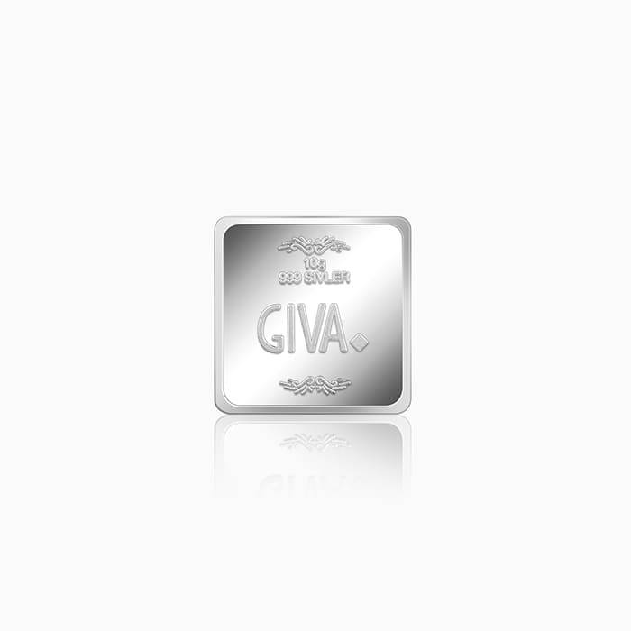 Giva 999 Silver Lakshmi And Ganesh Square Coin (10G) : CO027