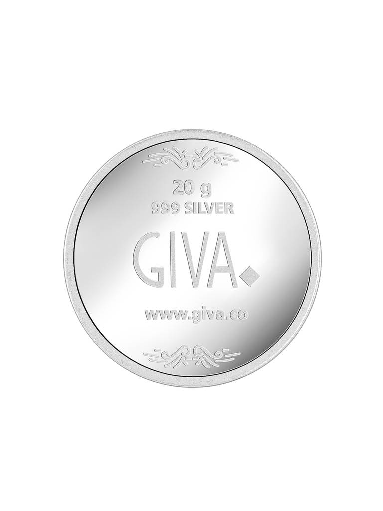 Giva 999 Sterling Silver Goddess Lakshmi And Lord Ganesh Silver Coin - 20G : CO038