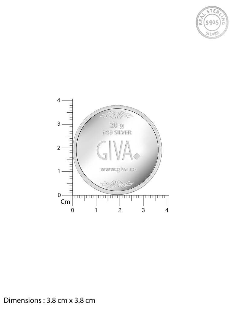 Giva 999 Sterling Silver Goddess Lakshmi And Lord Ganesh Silver Coin - 20G : CO038