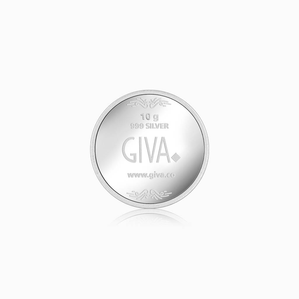 999 Silver Goddess Lakshmi And Lord Ganesh Coin - 10 G : CO039