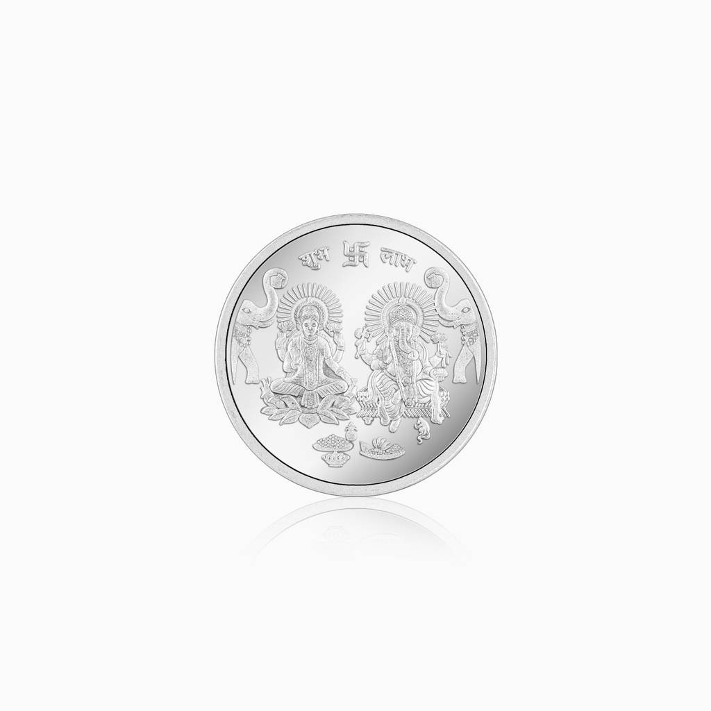 999 Silver Goddess Lakshmi And Lord Ganesh Coin - 10 G : CO039