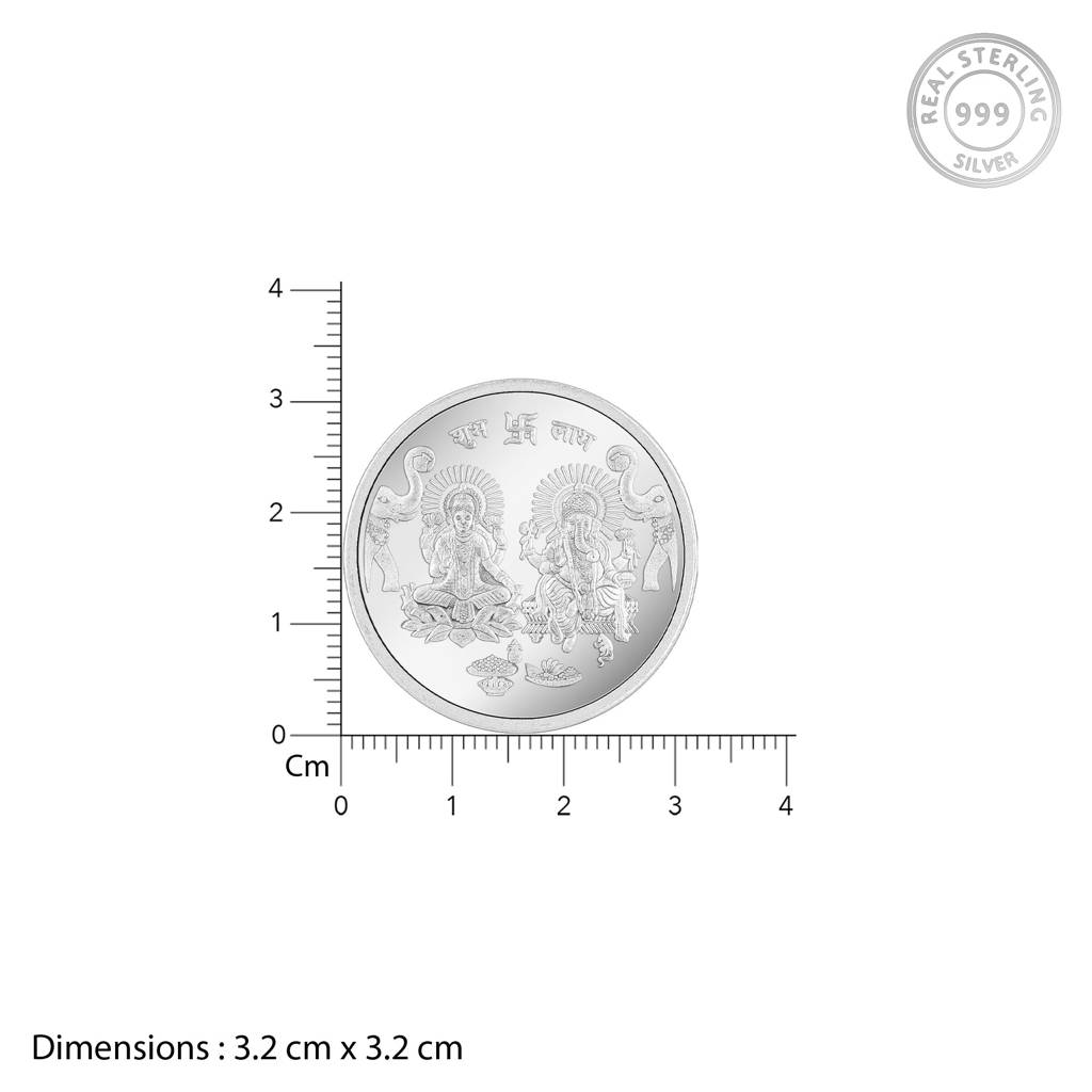 999 Silver Goddess Lakshmi And Lord Ganesh Coin - 10 G : CO039