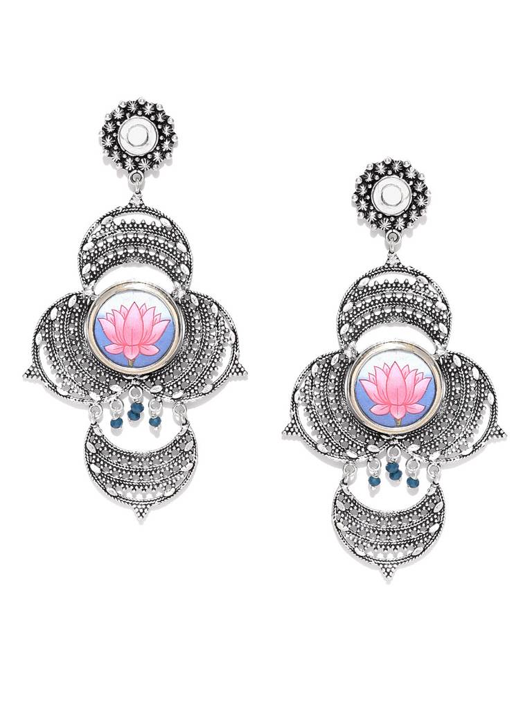 Firoza Painted Coin Tamaara Earrings : COINEARRING1355