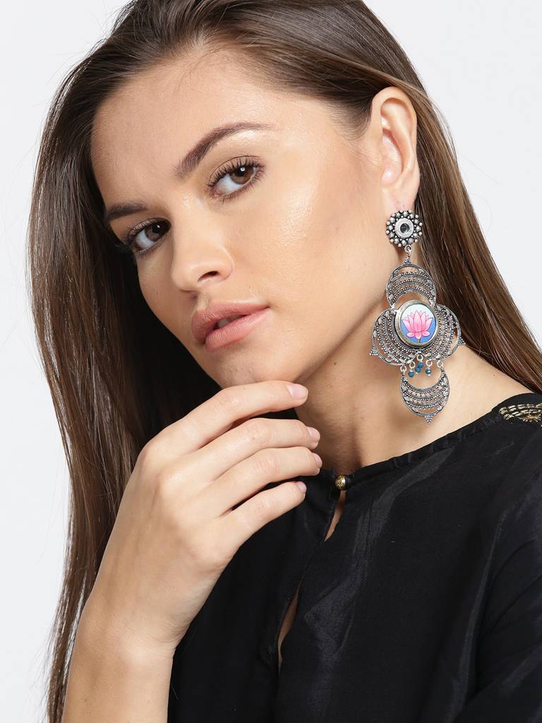 Firoza Painted Coin Tamaara Earrings : COINEARRING1355