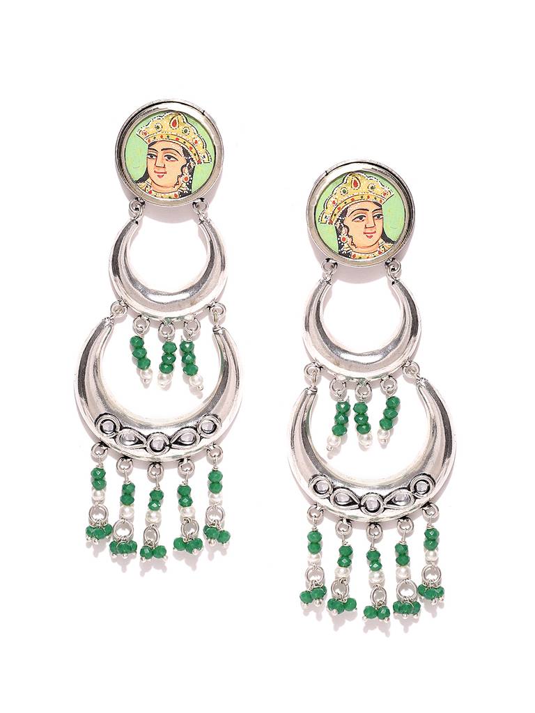 Firoza Painted Coin Mehr Earrings : COINEARRING1358