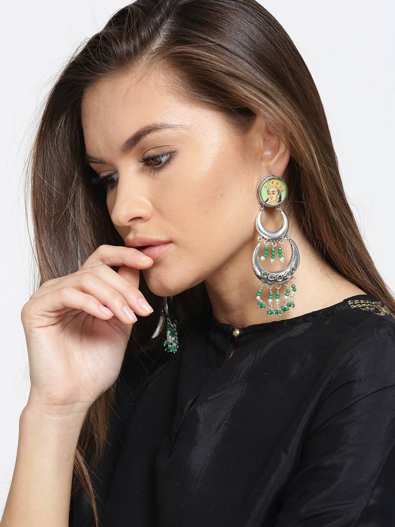 Firoza Painted Coin Mehr Earrings : COINEARRING1358