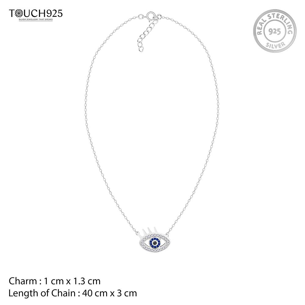 Cz Silver Evil Eye Necklace : CPNC828