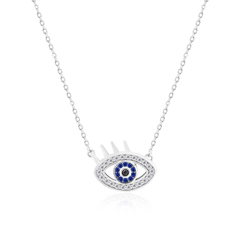 Cz Silver Evil Eye Necklace : CPNC828