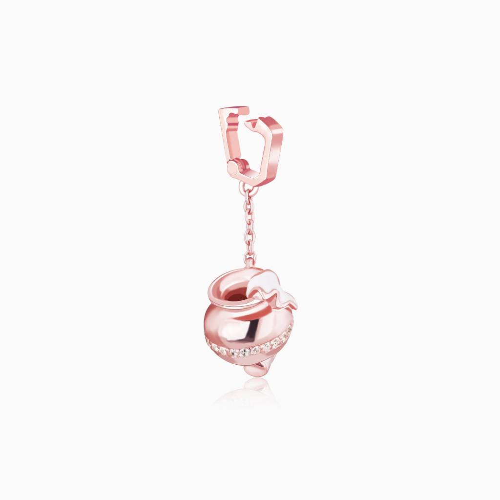 Giva 925 Sterling Silver Rose Gold Lord Krishna Matka Charm- Without Chain, Fits In Bracel : CR014