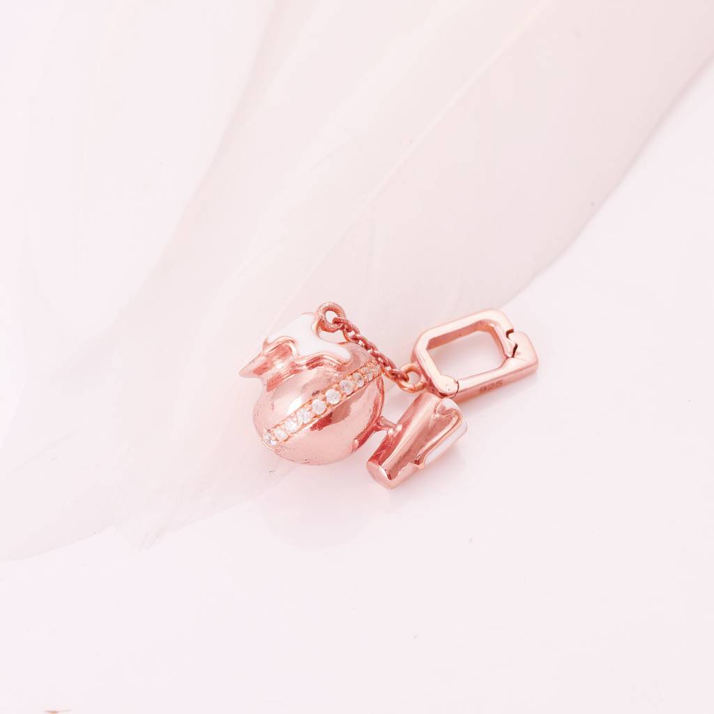 Giva 925 Sterling Silver Rose Gold Lord Krishna Matka Charm- Without Chain, Fits In Bracel : CR014