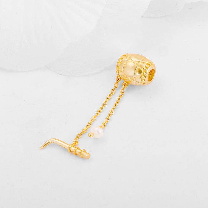 Giva 925 Sterling Silver Golden Dhol Charm - Without Chain, Fits In Bracelet, Pendant And  : CR024