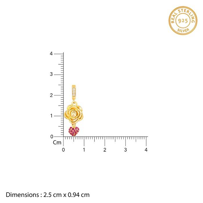 Giva 925 Sterling Silver Golden I Carry It In My Red Heart Charm - Without Chain, Fits In  : CR025