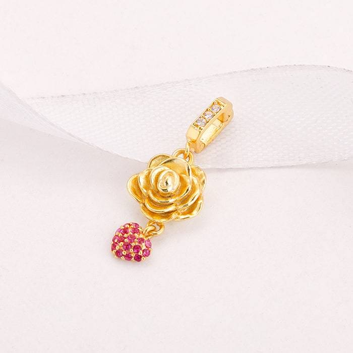 Giva 925 Sterling Silver Golden I Carry It In My Red Heart Charm - Without Chain, Fits In  : CR025