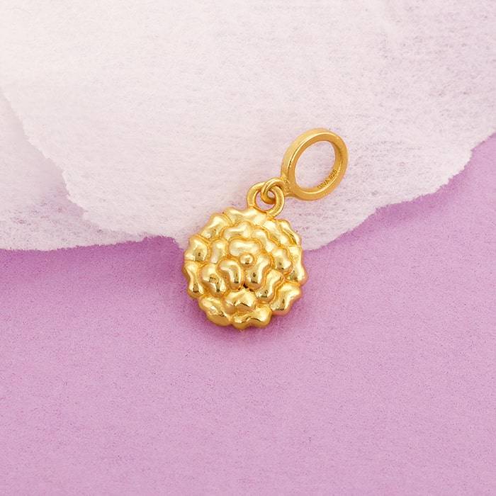 Giva 925 Sterling Silver Golden Marigold Floral Charm - Without Chain, Fits In Bracelet, P : CR027