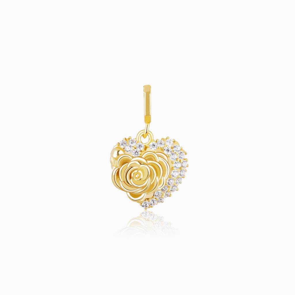 Giva 925 Sterling Silver Golden A Rose For You Charm - Without Chain, Fits In Bracelet, Pe : CR039
