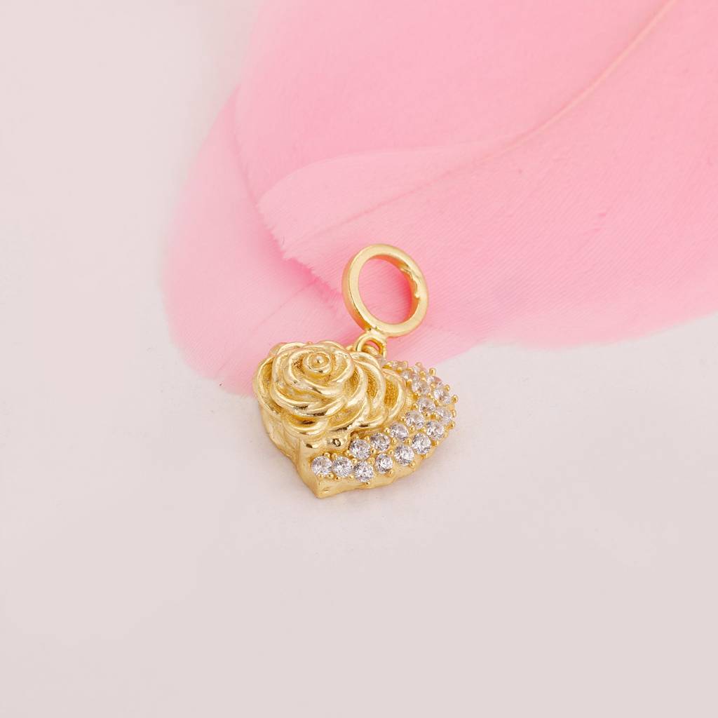 Giva 925 Sterling Silver Golden A Rose For You Charm - Without Chain, Fits In Bracelet, Pe : CR039