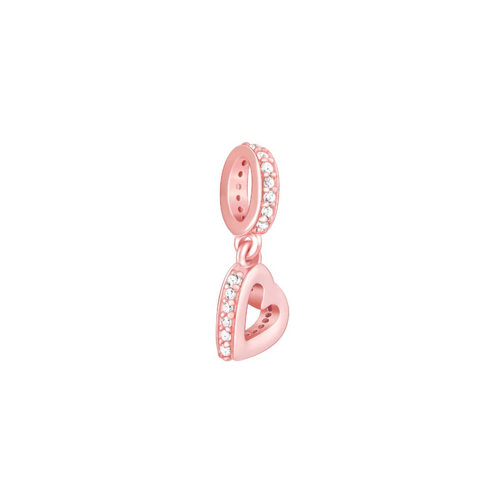Giva 925 Sterling Silver Rose Gold Hearty Love Charm - Without Chain, Fits In Bracelet, Pendant And Necklace : CR03