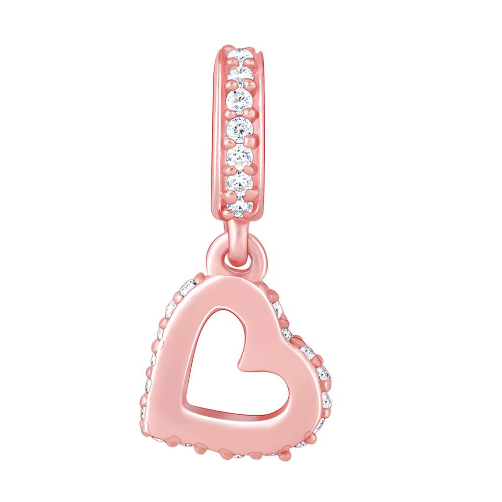 Giva 925 Sterling Silver Rose Gold Hearty Love Charm - Without Chain, Fits In Bracelet, Pendant And Necklace : CR03