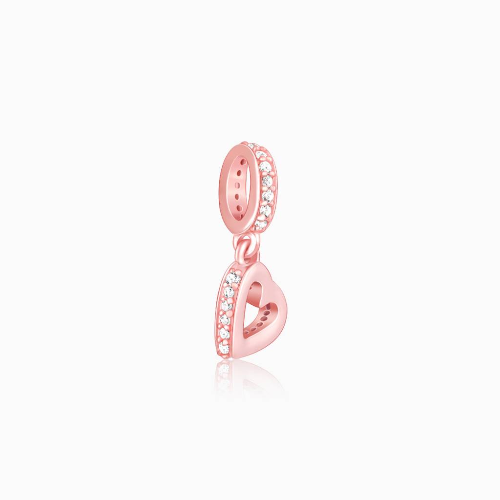 Giva 925 Sterling Silver Rose Gold Hearty Love Charm - Without Chain, Fits In Bracelet, Pendant And Necklace : CR03
