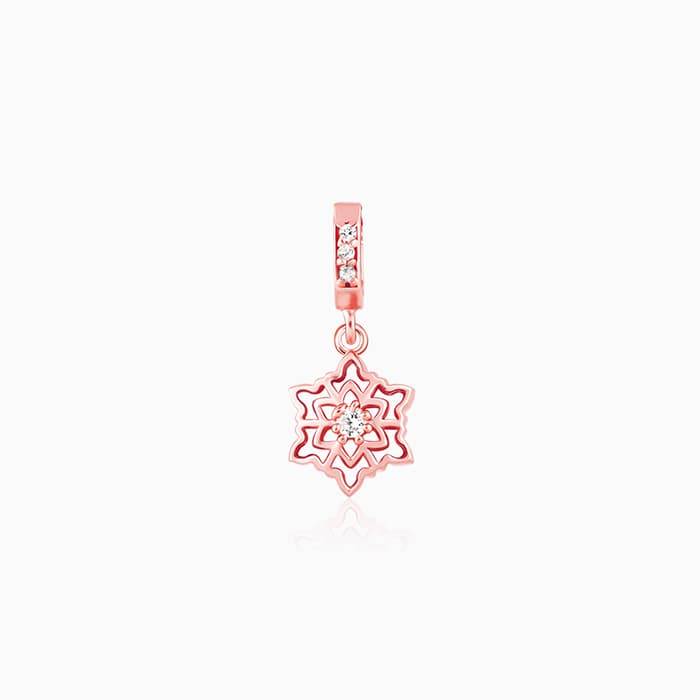 Giva 925 Sterling Silver Rose Gold Snowflake Charm - Without Chain, Fits In Bracelet, Pend : CR045